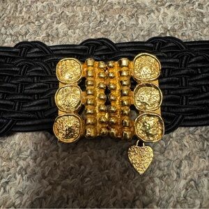 Vintage Yves Saint Laurent Woven Passementerie Belt with gold hardware